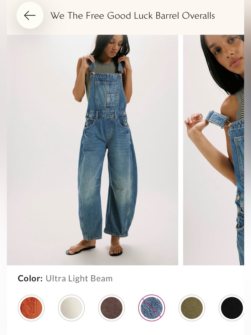 Free People Ultra Light Beam Blue Denim Overalls